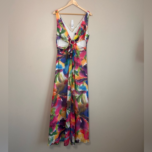 Liv Foster Colorful Tie Die Cut Out Gown Size 12 - Picture 4 of 10